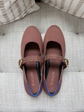 Rothy's Women's Brick Mary Jane Flats with Gold Buckle